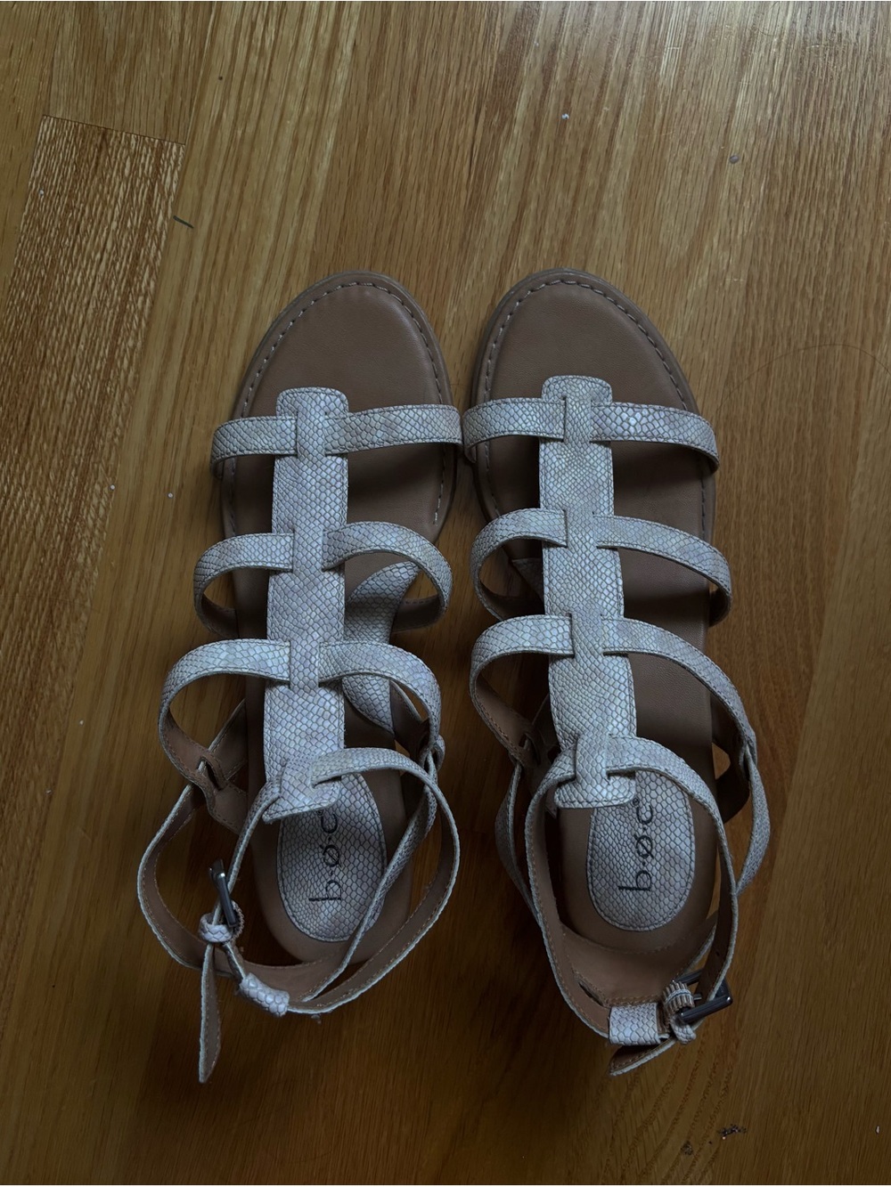Textured Neutral Strappy Gladiator Sandals